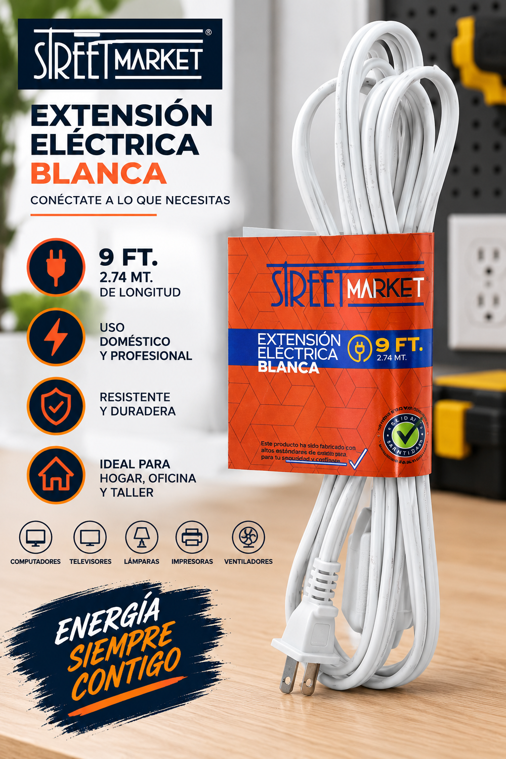 EXTENSIÓN ELÉCTRICA BLANCA