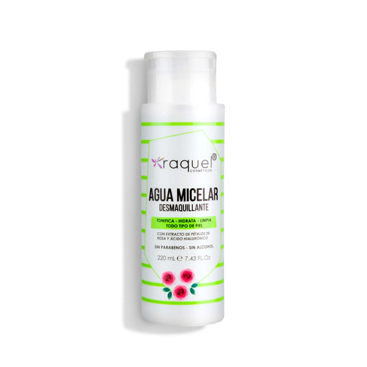 AGUA MICELAR CON ACIDO HIALURONICO Y PETALOS DE ROSA RAQUEL